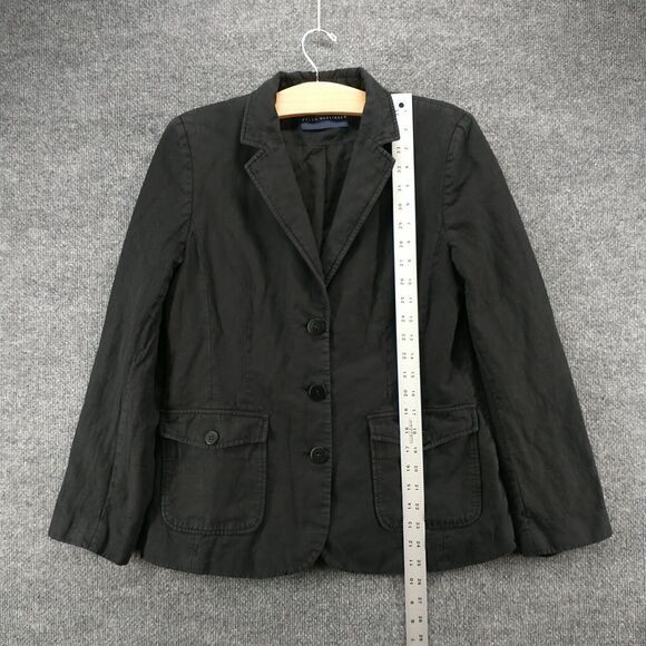 Helen McAlinden Womens Linen Blazer Jacket Black Actual 18.5x25.5 Lined 3-Button - Picture 11 of 13